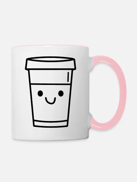 Kaffeebecher - Tasse zweifarbig - Weiß/Pink
