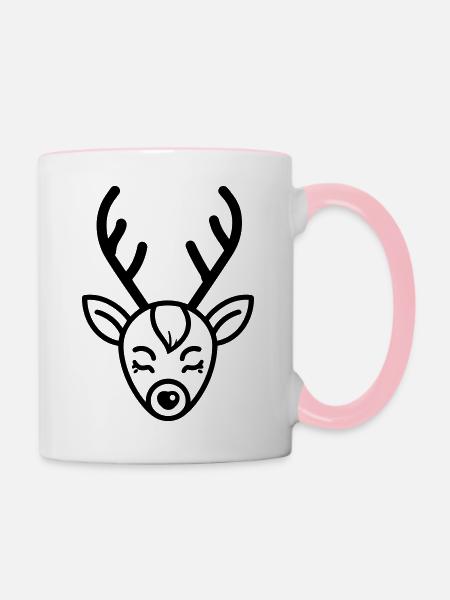 Weihnachtsrentiere - Tasse zweifarbig - Weiß/Pink