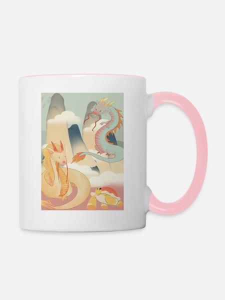 Mengdesigns: Mythen - Tasse zweifarbig - Weiß/Pink