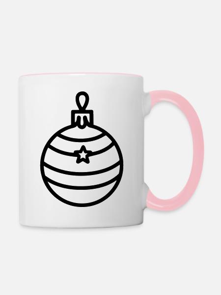 Weihnachtskugel - Tasse zweifarbig - Weiß/Pink