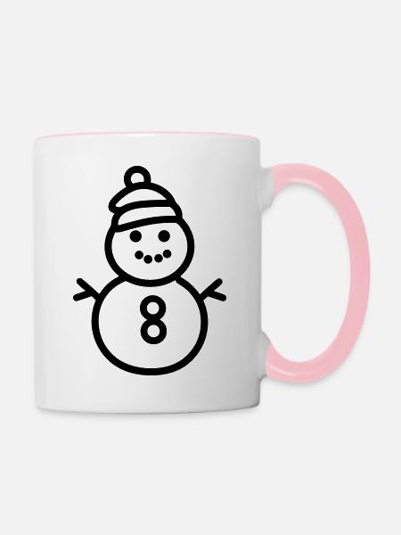 Schneemann - Tasse zweifarbig - Weiß/Pink