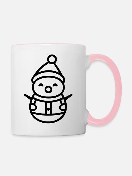 Schneemann - Tasse zweifarbig - Weiß/Pink