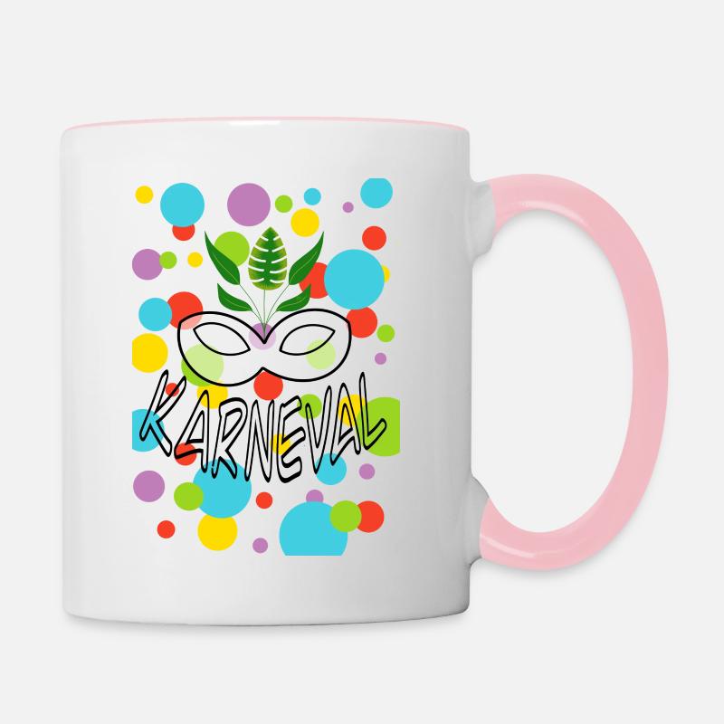 Karneval - Tasse zweifarbig - Weiß/Pink