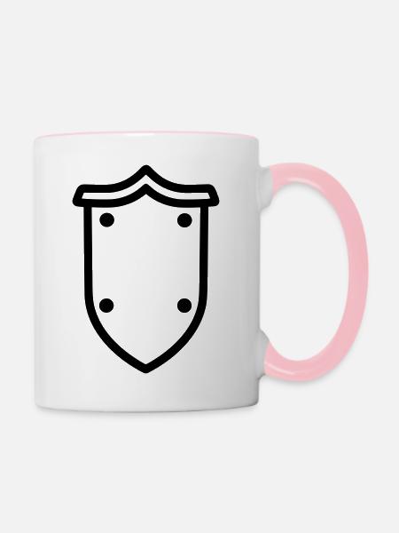 Schild - Tasse zweifarbig - Weiß/Pink