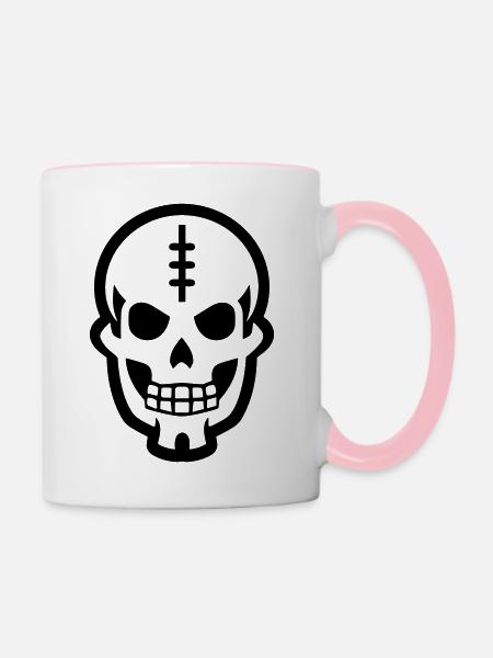 Schädel - Tasse zweifarbig - Weiß/Pink
