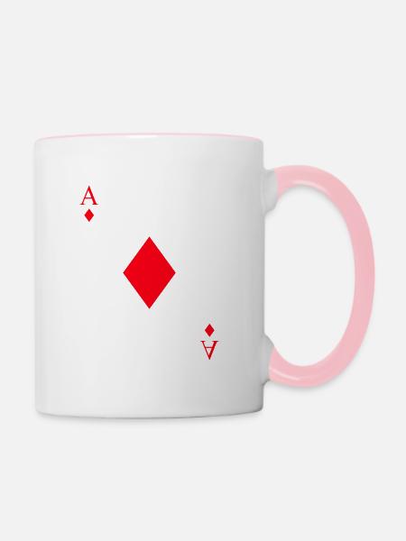 Kartenspiel Karo Ass - Tasse zweifarbig - Weiß/Pink