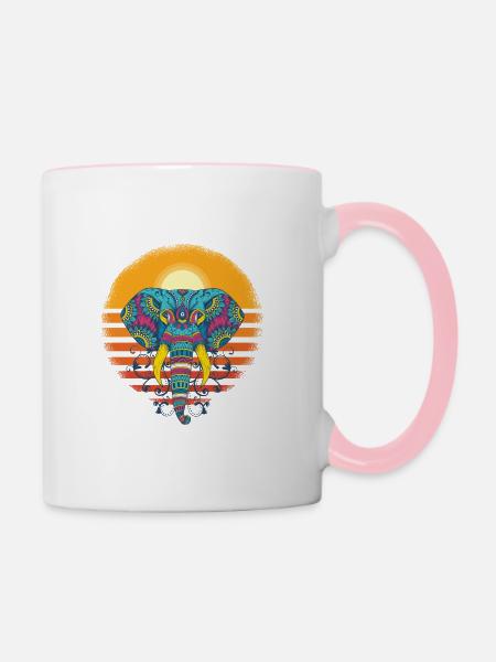 Elefant Elefanten Design - Tasse zweifarbig - Weiß/Pink