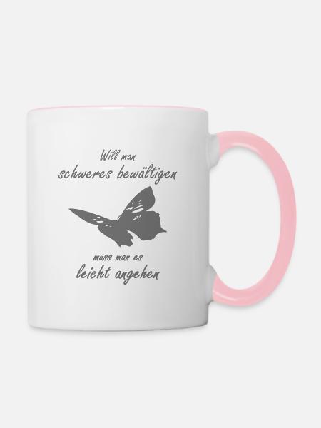 Leichtigkeit Schmetterling - Tasse zweifarbig - Weiß/Pink