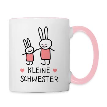 kleine Schwester (Hasen) - Tasse zweifarbig - Weiß/Pink - Rechts