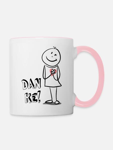 Danke - Tasse zweifarbig - Weiß/Pink