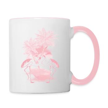 Palm Flamingos Summer Pink - Contrasting Mug - white/pink - Right