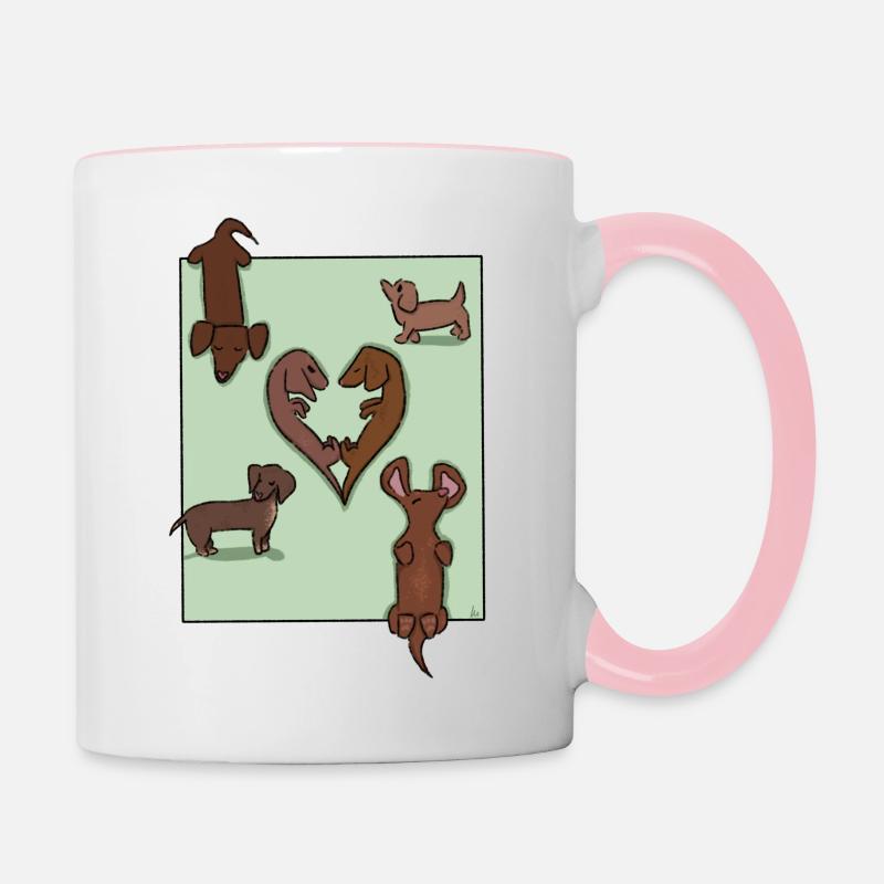 Dackel - Tasse zweifarbig - Weiß/Pink
