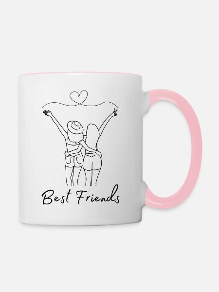 Best Friends! - Tasse zweifarbig - Weiß/Pink