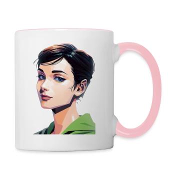 Pop Art Audrey Hepburn - Tasse zweifarbig - Weiß/Pink - Rechts