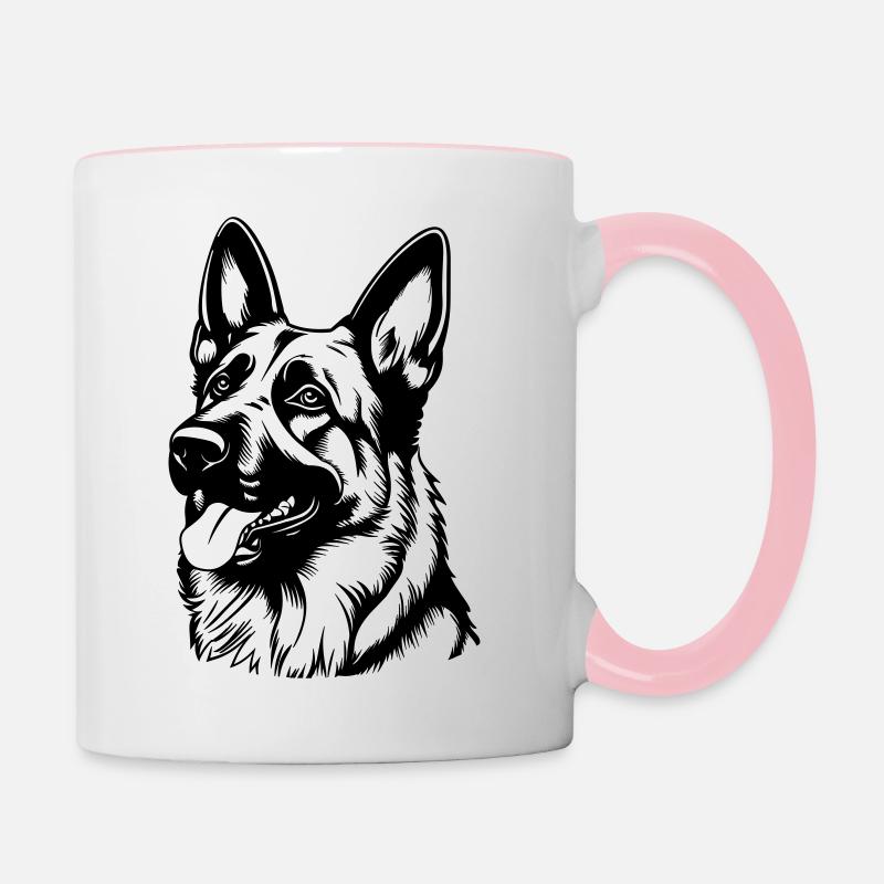 Deutscher Schäferhund - Tasse zweifarbig - Weiß/Pink