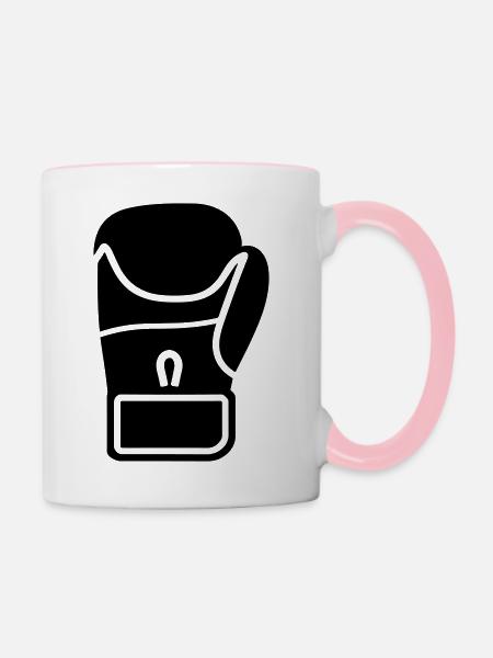 Boxhandschuh - Tasse zweifarbig - Weiß/Pink