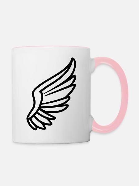 Engelsflügel - Tasse zweifarbig - Weiß/Pink