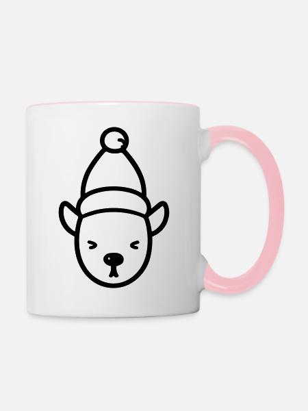Weihnachtsrentiere - Tasse zweifarbig - Weiß/Pink