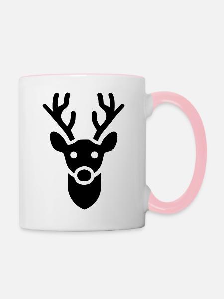 Rentier - Tasse zweifarbig - Weiß/Pink