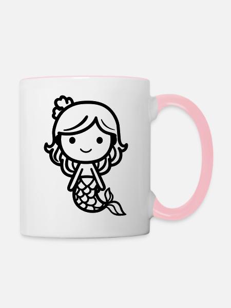 Meerjungfrau - Tasse zweifarbig - Weiß/Pink
