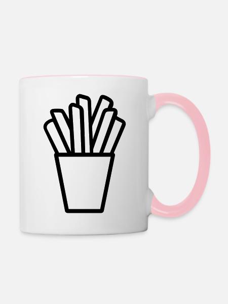 Pommes frites - Tasse zweifarbig - Weiß/Pink