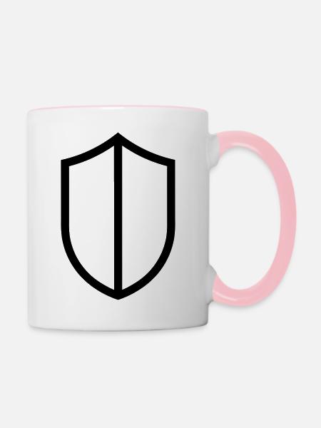 Schild - Tasse zweifarbig - Weiß/Pink