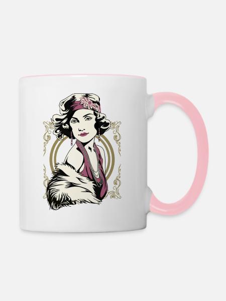 Flappers Mädchen VIOLETT - Tasse zweifarbig - Weiß/Pink