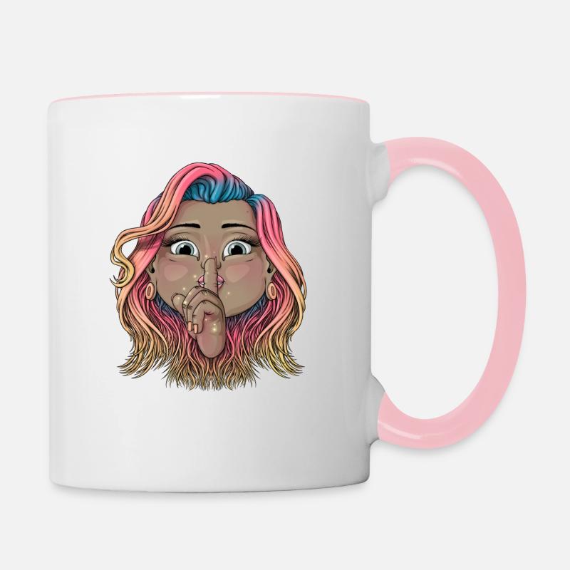 Chut ! - Mug contrasté - blanc/rose