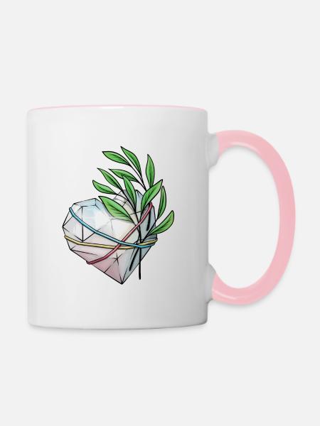 Kristall Herz - Tasse zweifarbig - Weiß/Pink