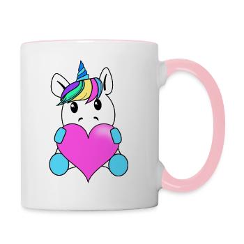 Unicorn with heart - Contrasting Mug - white/pink - Right