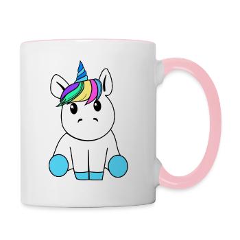 Einhorn - Tasse zweifarbig - Weiß/Pink - Rechts