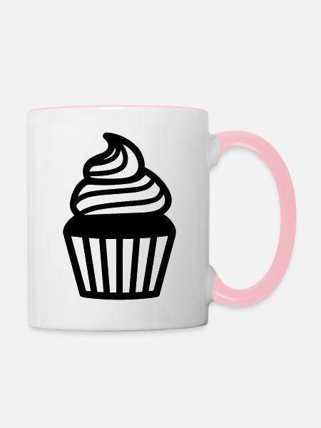Cupcake - Tasse zweifarbig - Weiß/Pink
