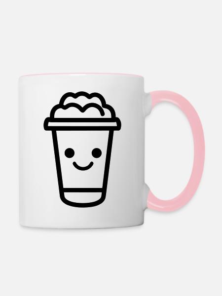 Kaffeebecher - Tasse zweifarbig - Weiß/Pink