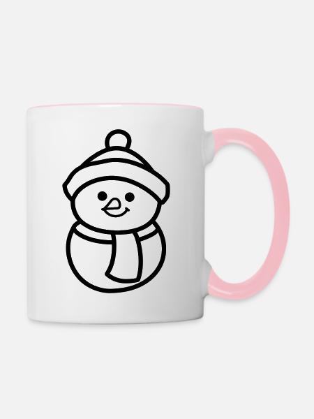 Schneemann - Tasse zweifarbig - Weiß/Pink