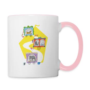 cirque animalier de zoo - Mug contrasté - blanc/rose - Droite