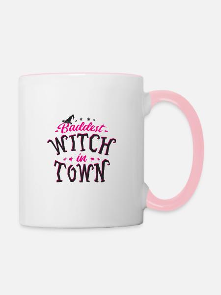 Hexe - Tasse zweifarbig - Weiß/Pink
