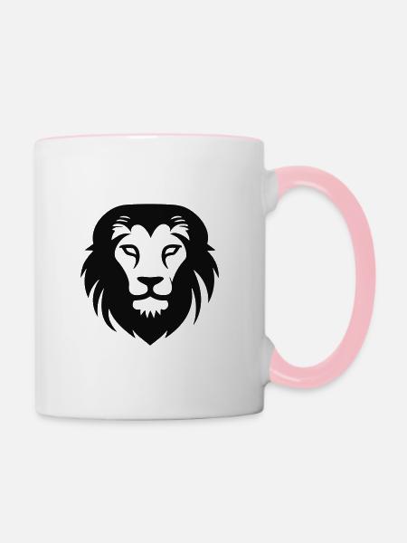 Löwenkopf - Tasse zweifarbig - Weiß/Pink
