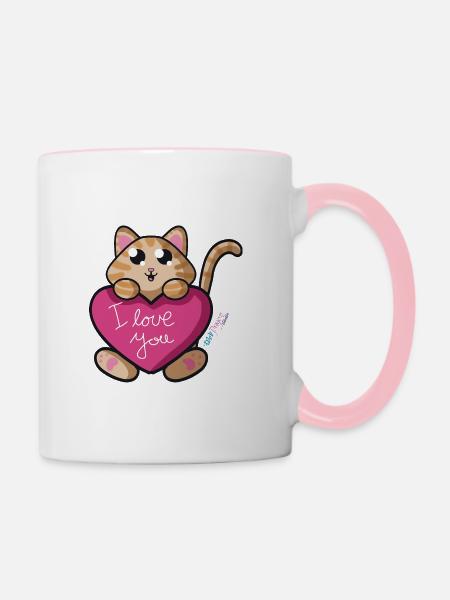 I love You Cat - Contrasting Mug - white/pink