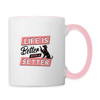 La vie est meilleure avec un setter - Vector Design - Mug contrasté - blanc/rose - Droite