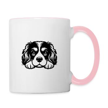 Reclining Cavalier Vector Design - Contrasting Mug - white/pink - Right