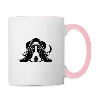 Lying Basset Hound Vector Design - Contrasting Mug - white/pink - Right