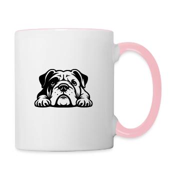 Reclining Bulldog Vector Design - Contrasting Mug - white/pink - Right