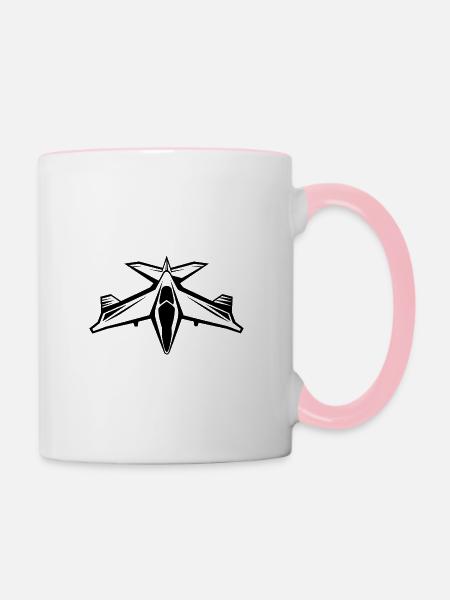 Kampfflugzeug - Tasse zweifarbig - Weiß/Pink