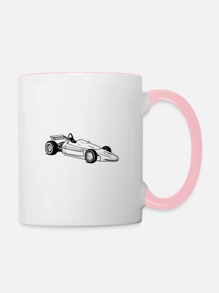 Rennwagen - Tasse zweifarbig - Weiß/Pink