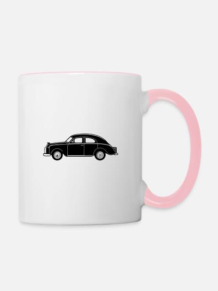 Auto - Tasse zweifarbig - Weiß/Pink