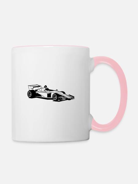 Rennwagen - Tasse zweifarbig - Weiß/Pink