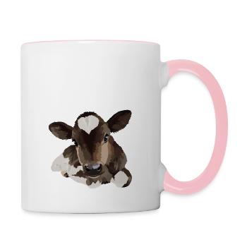 Small Lying Cow - Contrasting Mug - white/pink - Right