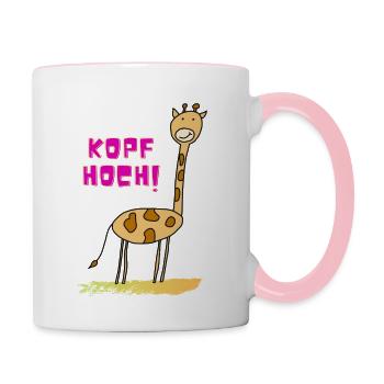 Kopf hoch | Giraffe - Tasse zweifarbig - Weiß/Pink - Rechts