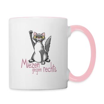 Mia III Kitty contre la droite - Mug contrasté - blanc/rose - Droite