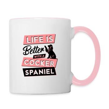 La vie est meilleure avec un cocker - Vector Design - Mug contrasté - blanc/rose - Droite